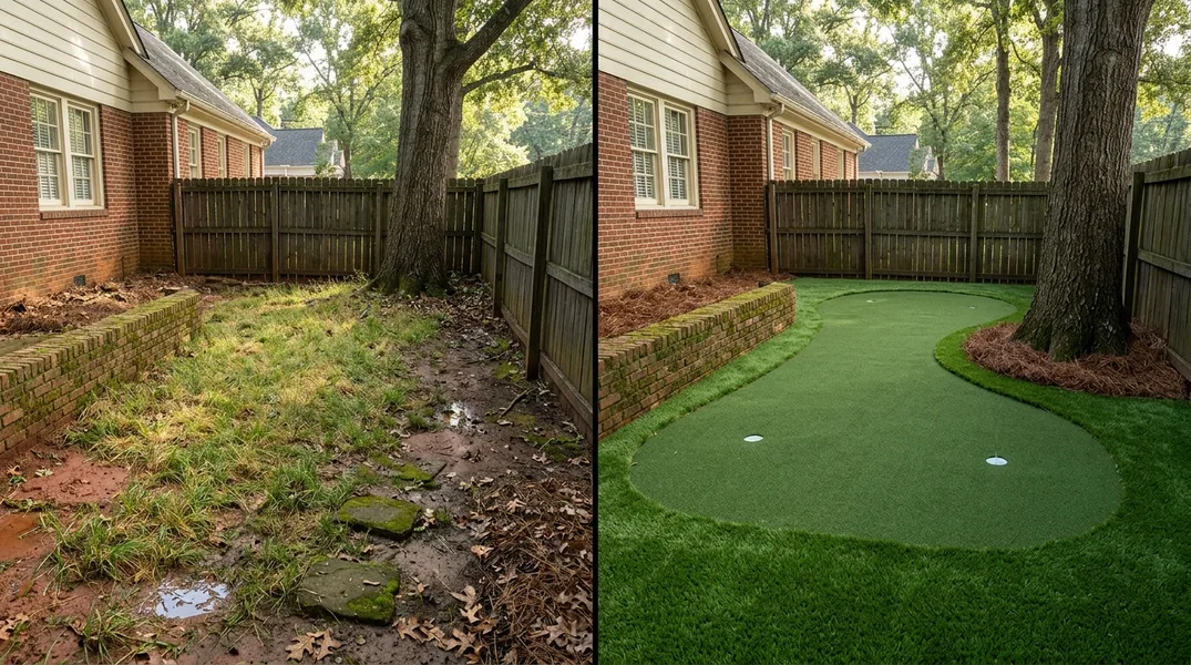 Result artificial grass installation in Charlotte - Charlotte Turf Installation